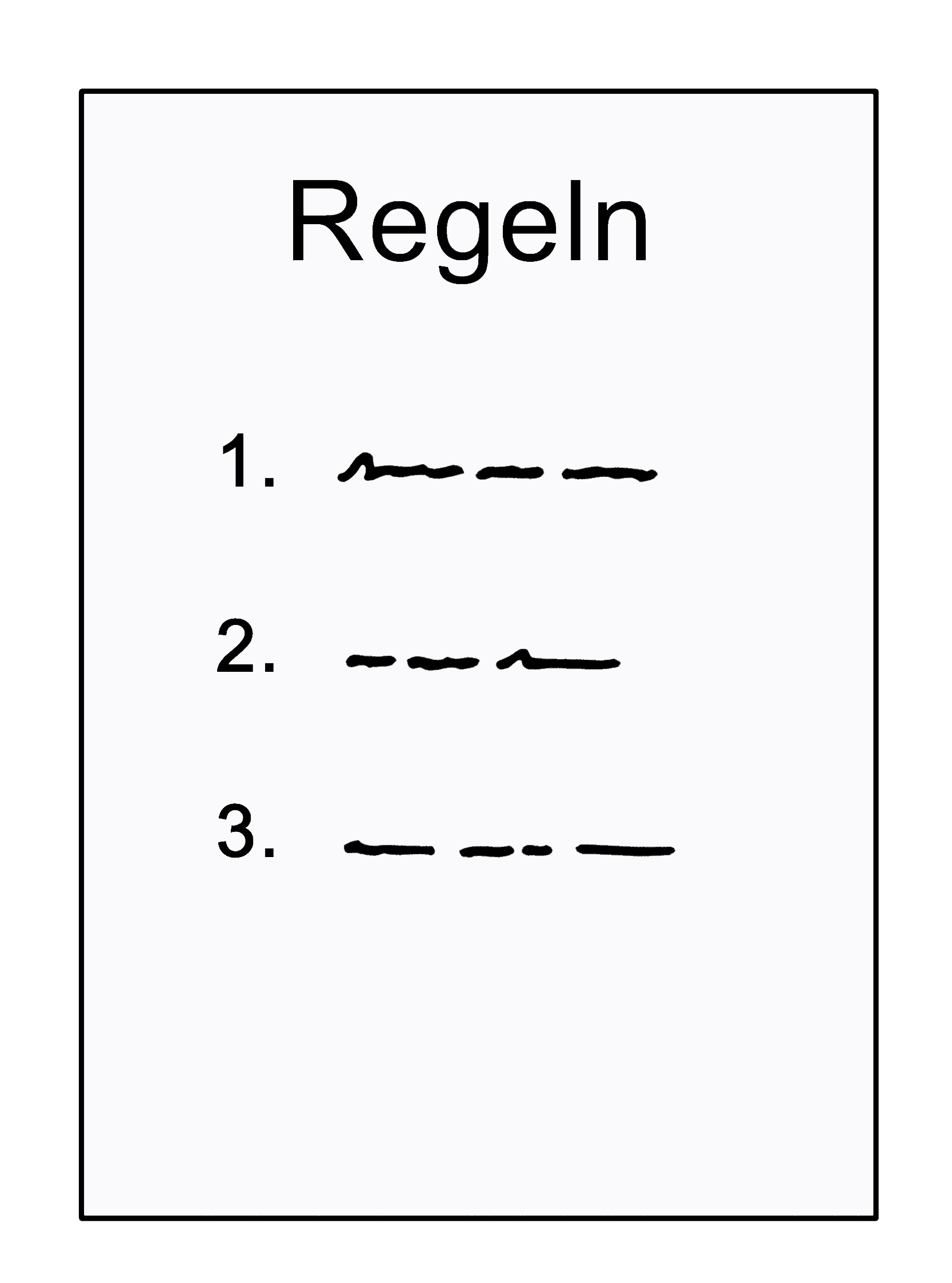 Zeichnung von einem Blatt Papier mit dem Wort Regeln darauf.